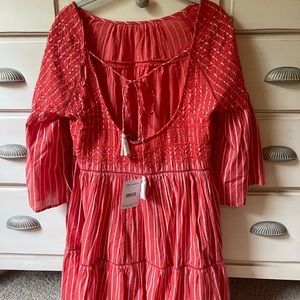 Free People Orange/White Dress